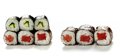 Image showing Sushi rolls isolated on white