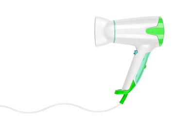 Image showing Green hairdryer isolated on white