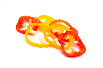 Image showing Sweet red sliced pepper isolated