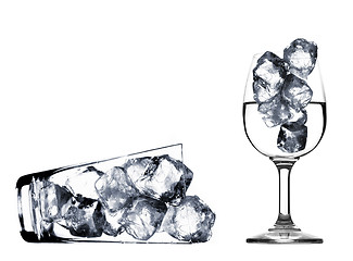 Image showing fresh water in glass with ice cubes