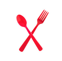 Image showing plastic fork with spoon