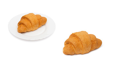 Image showing Fresh and tasty croissant over white background