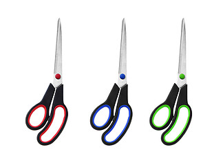 Image showing colorful scissors side by side closed