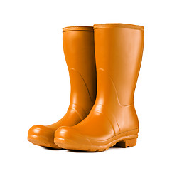 Image showing Yellow rubber boots isolated on white