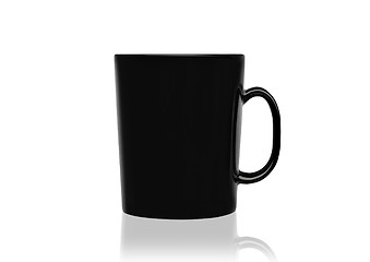 Image showing Black mug empty blank for coffee or tea isolated