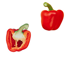 Image showing two halves of red sweet pepper