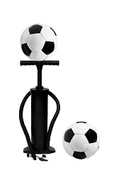 Image showing pump and football balls isolated