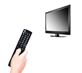 Image showing Hand with TV remote control