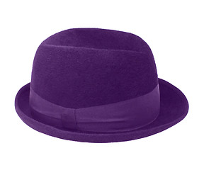 Image showing vintage 50 years old velvet hat, made in USSR, over white background