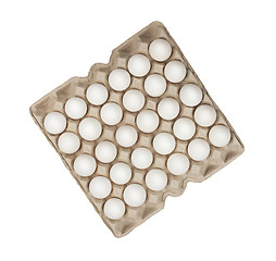 Image showing twenty four of white eggs in box