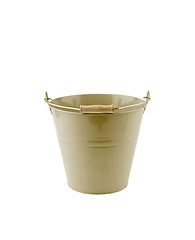 Image showing Small iron milling green bucket on white