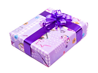 Image showing gift box with big bow ribbon