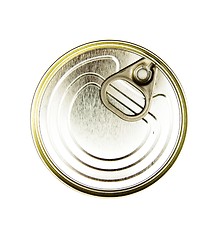 Image showing Top of an unopened soda can on a white background