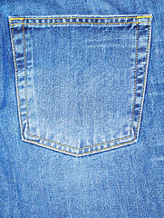 Image showing denium blue jean pocket shot up close