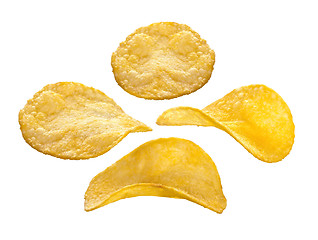 Image showing potato chips on white background