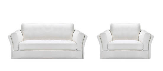 Image showing white leather sofa with armchair