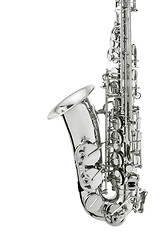 Image showing silver saxaphone on the white background