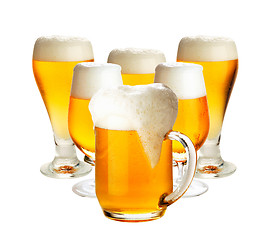 Image showing Glasses of beer isolated over white