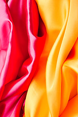 Image showing Silk background in red and yellow colors