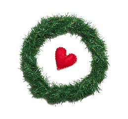 Image showing christmas wreath with red heart