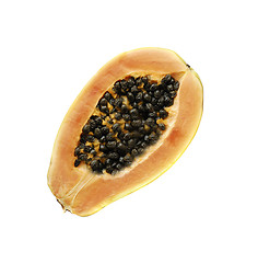 Image showing Papaya fruit sliced on half isolated