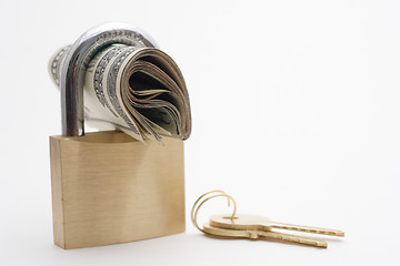 Image showing Locked money with keys