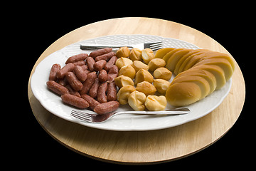 Image showing Cheese and Sausages