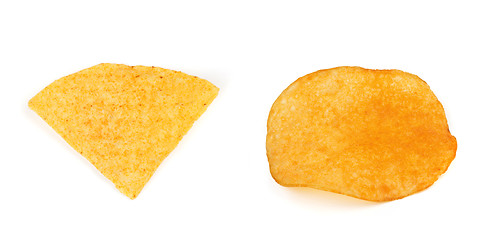 Image showing Nacho chip with potato chips  isolated