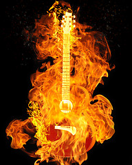 Image showing Burning electric guitar 