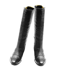 Image showing leather rubber boots isolated on white background