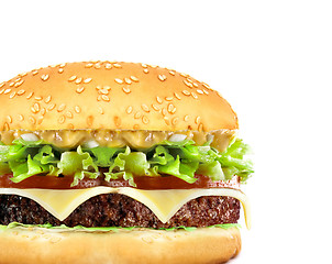 Image showing big cheeseburger isolated on white