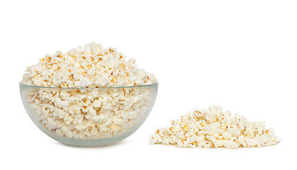 Image showing Delicious popcorn in bowl over white background