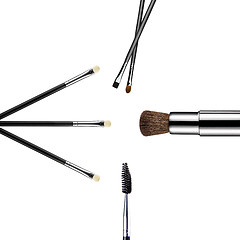 Image showing Set of professional makeup brushes