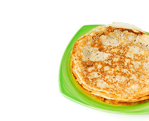 Image showing homemade pancakes pile on plate