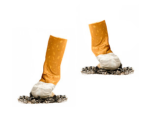 Image showing cigarette buttes with ash isolated