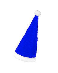 Image showing blue Santa Claus hat on white background