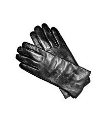 Image showing Black leather gloves isolated on the white