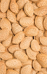 Image showing Pile of almonds close-up as background.