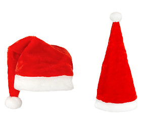 Image showing two Santa claus red hats on white background