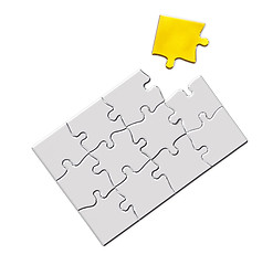 Image showing Jigsaw puzzle with a missing golden piece to complete