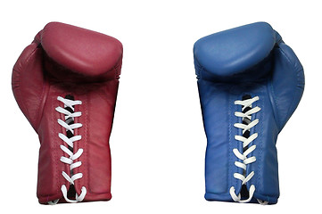 Image showing two boxing gloves on a white background close up