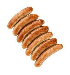 Image showing Roasted sausages on white