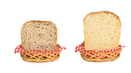 Image showing Baskets with breads isolated on white.