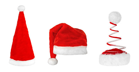 Image showing different hats of Santa Claus