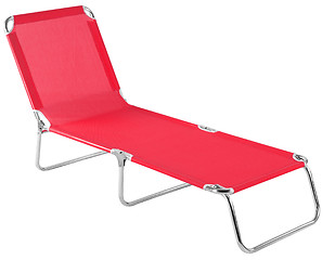 Image showing Red deckchair isolated 