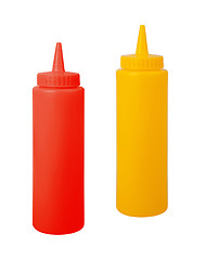 Image showing bottles of mustard and ketchup