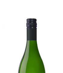 Image showing Green glass wine bottle isolated on white