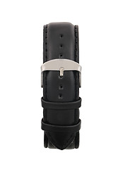 Image showing Black leather belt with a rectangular buckle