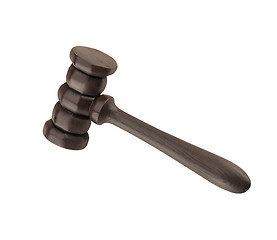 Image showing Wooden justice gavel and block with brass