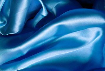 Image showing Smooth elegant dark blue silk